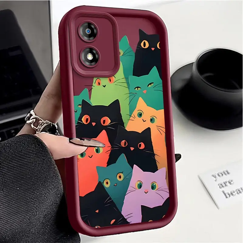 E13 Curious Cat New Sky Eye Phone Case For Motorola Moto E13 Shatterproof Camera Protection Moto E13 Soft Back Cover