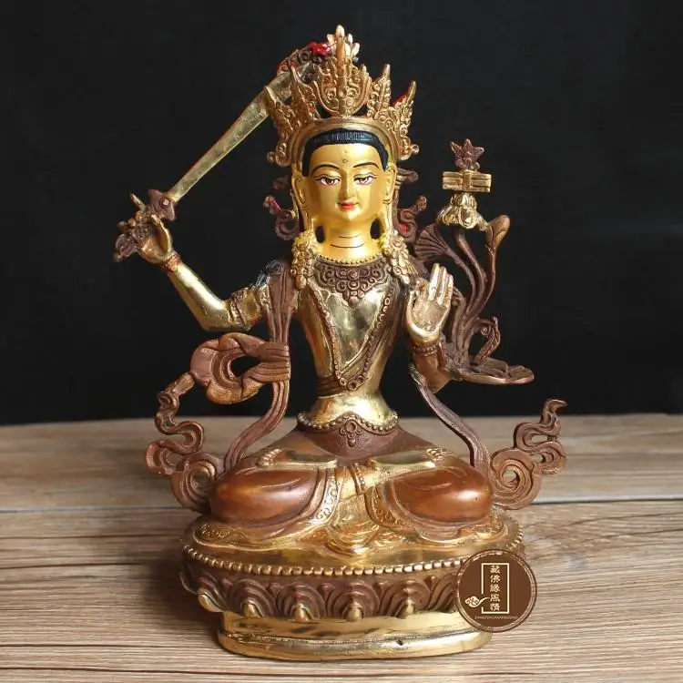 

figure of Buddha # HOME OFFICE efficacious Talisman House Protection # 21cm tall Tibetan Buddhism brass Manjusri Buddha statue