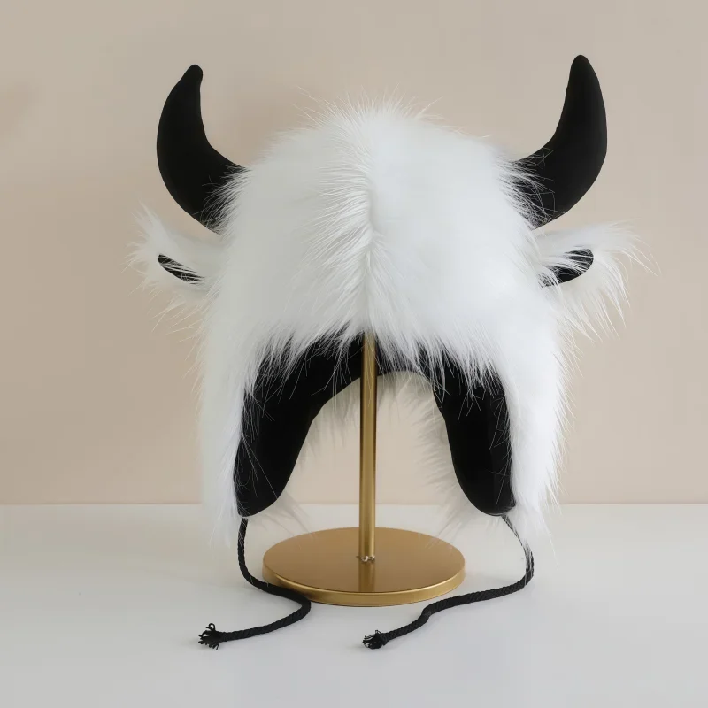 Cow Head Plush Leifert Hat for Women Quirky Premium Weird Looking Winter Warm Ear Protection Windproof Cycling Halloween Costume
