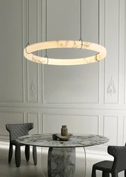 2025 LED dimmable natural marble chandelier design hanging lighting fixture suitable for living room dining room and bedroom