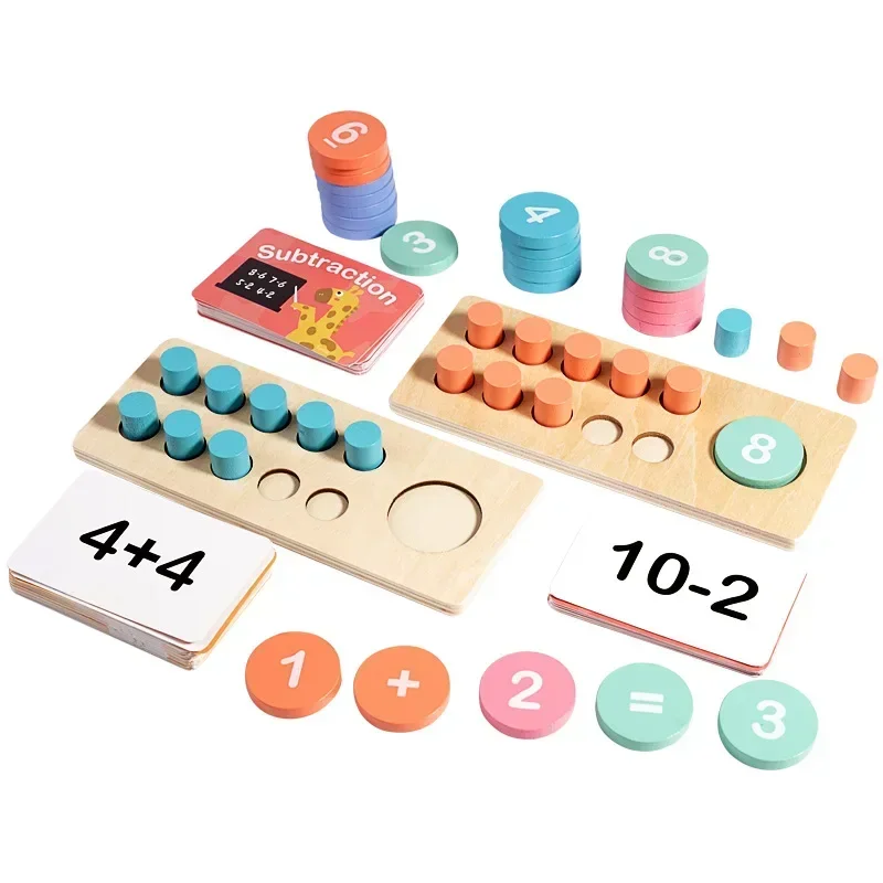 Kids Education Toy Wooden Number Cognitive Matching Addition Subtraction Operation Montessori Logical Thinking Training Math Toy