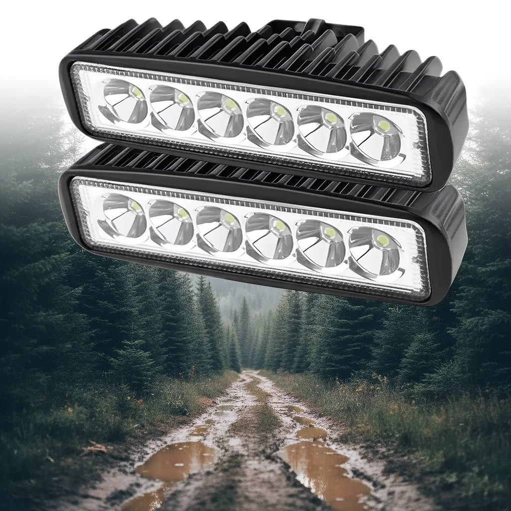 

1/2 Set 18W 6-LED Off-Road Waterproof Work Light Bar for ATV UTV Motorcycle SUV Truck 12V 6000K White