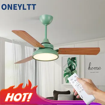 Creative Ceiling fan simple nordic fan with LED light Home Living Room Modern Bedroom Silent Ceiling Fan with Fan Chandelier