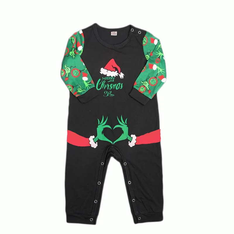 Funny Christmas Family Matching Pajamas Set Fluorescence Print Mother Father Kids Clothes Baby Romper Family Mom and Me Clothing