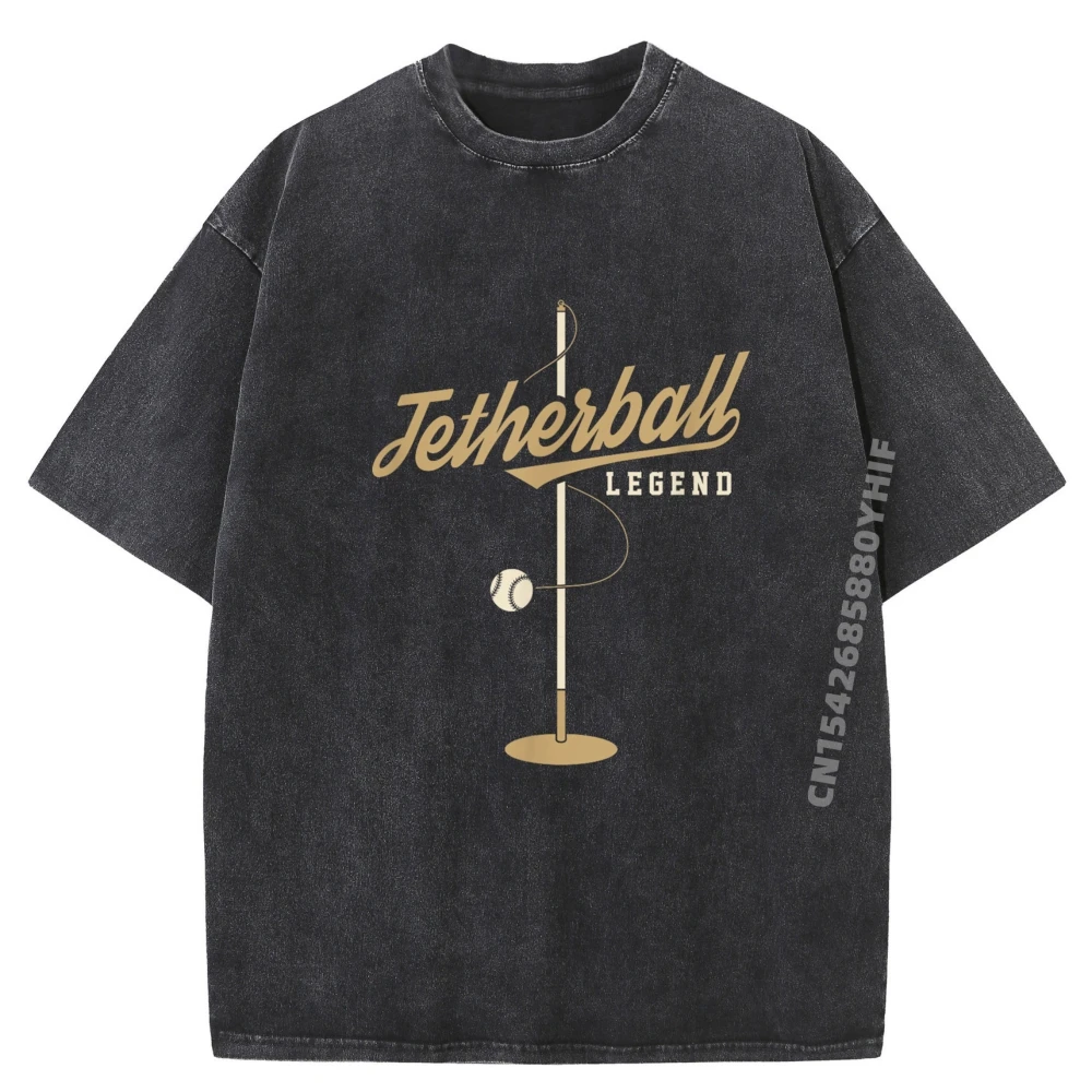 

Tetherball Legend Champ Playground Player Streetwear Men Cotton Graphic T Shirt Men Loose Washed Clothes Normal