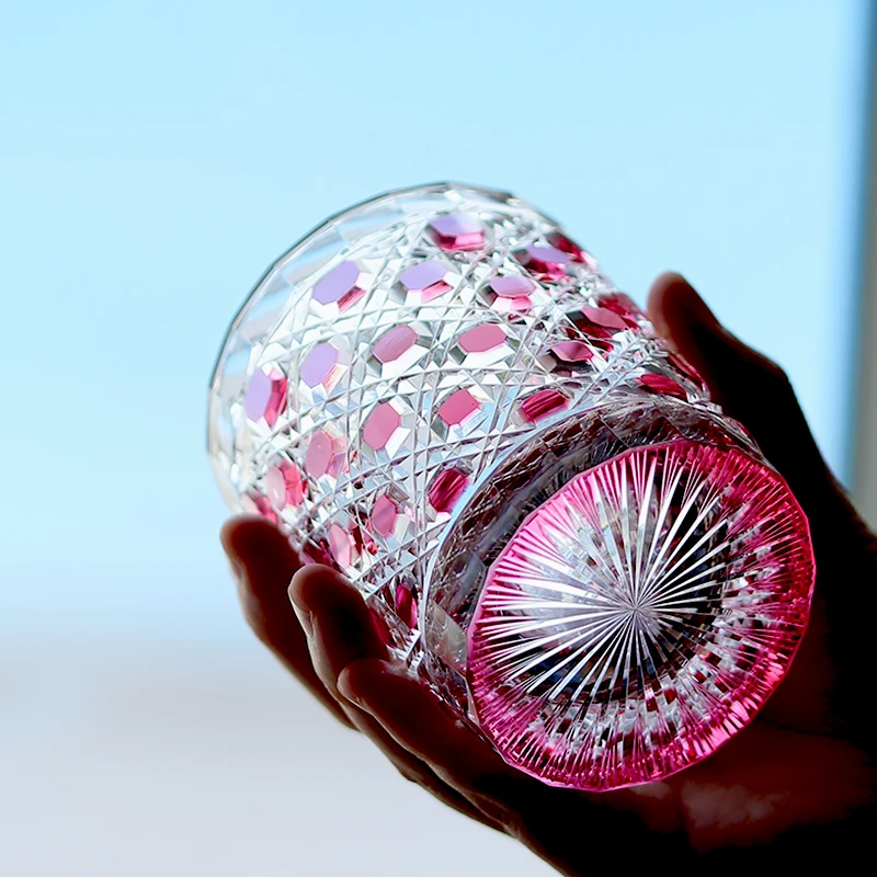 250 мл розовый цвет Edo Kiriko стекло ручной работы хрустальное стекло вино виски бурбон стекло поделки для вечеринки свадьба ремесленные подарки