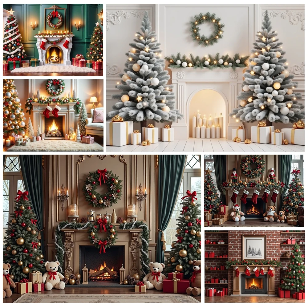 

MOON.QG Background Photography Xmas Trees Brick Christmas 2025 Backdrop Accessories Party Shooting Props Decorations Portrait