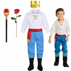 Children Noble Royal Charming Prince Cosplay Kids Halloween Costume Boys Prince Eric Masquerade Stage Performance Party Clothing