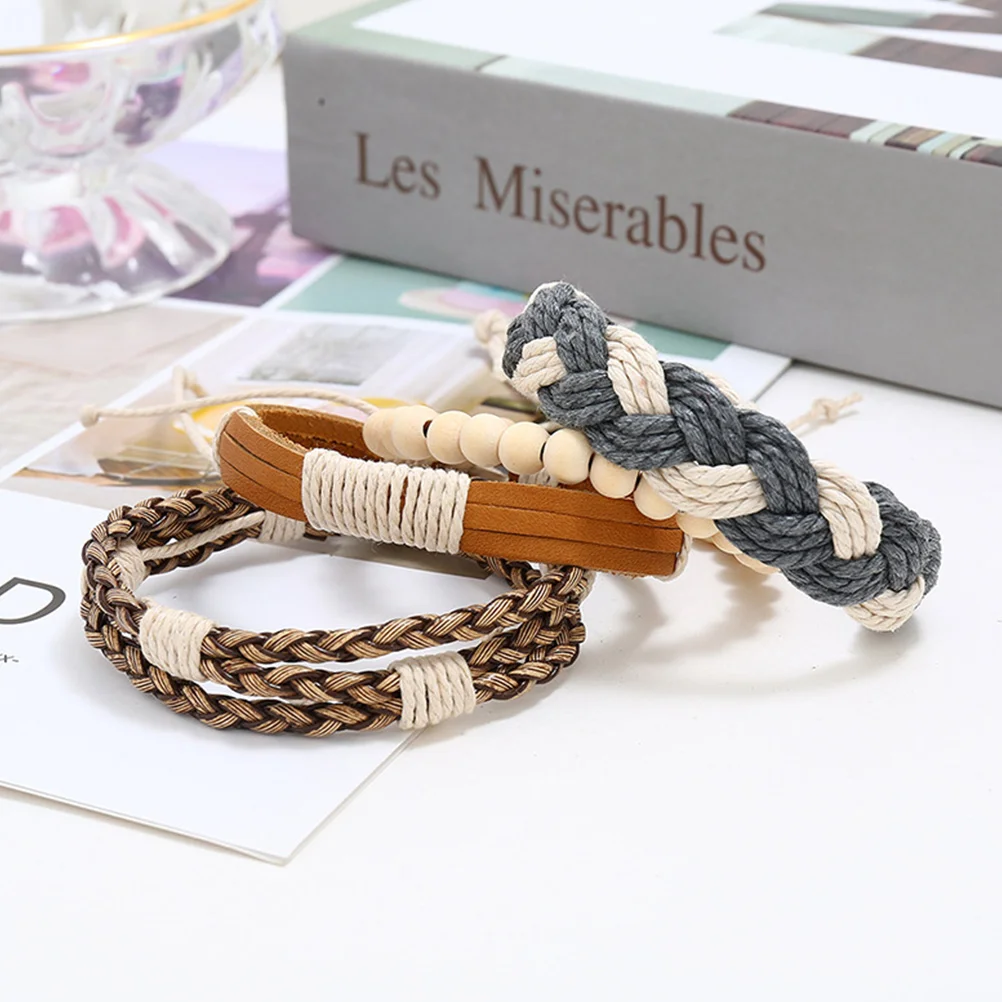 

4pcs Bracelets For Women Men Stackable Braid Trendy Fashion Jewelry Sets Adjustable Wrist Accessories Bead Wood Bracelet