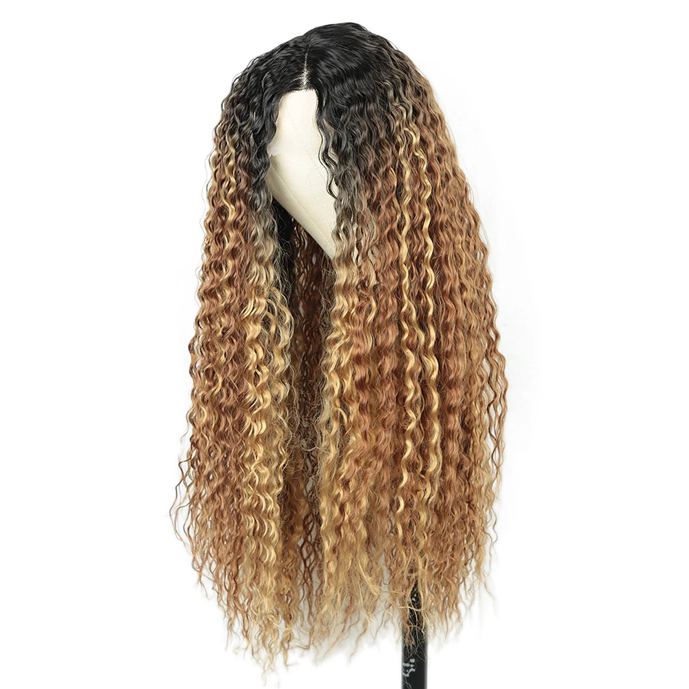 ALIBABY Cosplay Wigs Culry 13X4x1 Synthetic Lace Front Wig for Women Heat Resistant High Quality T Part Lace Wigs Clearance