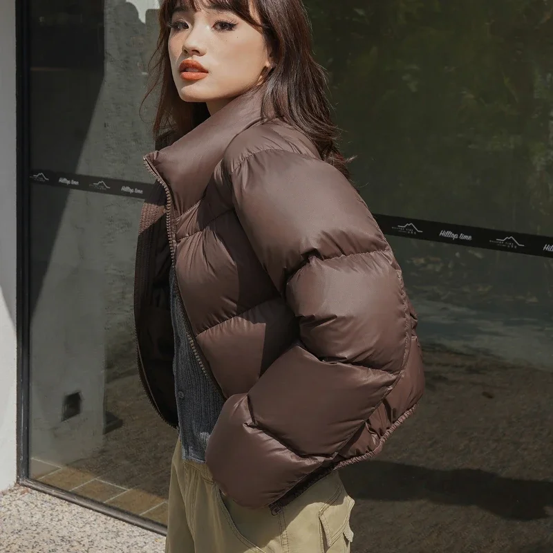 Kendou Style Short And Thick Down Jacket For Women With Winter Stand Up Collar Short And Short Bread Jacket