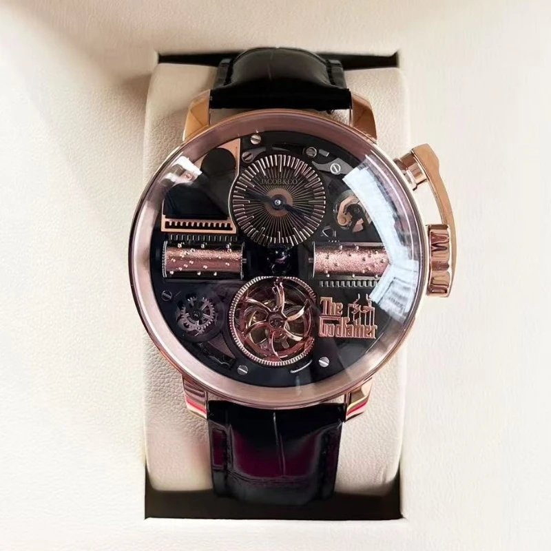 Reloj mecánico Tourbillon para hombre de la serie Godfather, reloj de edición limitada de precisión de alta gama, resistente al agua hasta 50 aniversario