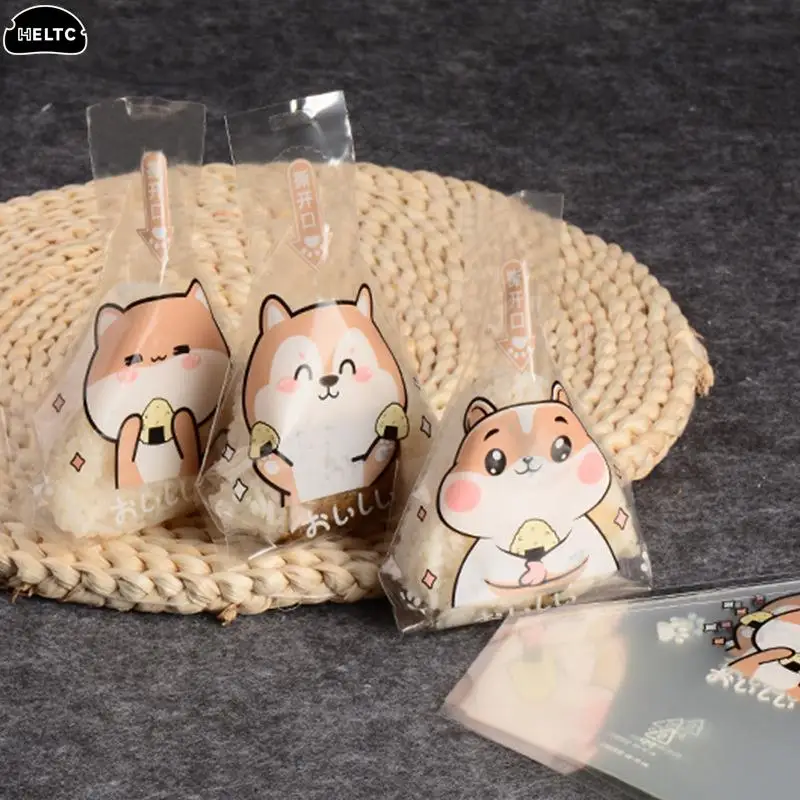 10/20/50PCS/lot Lovely Cartoon Disposable Japenese Triangle Rice Ball Packaging Bag Sushi Bag Sushi Making Mold Bento Accessorie