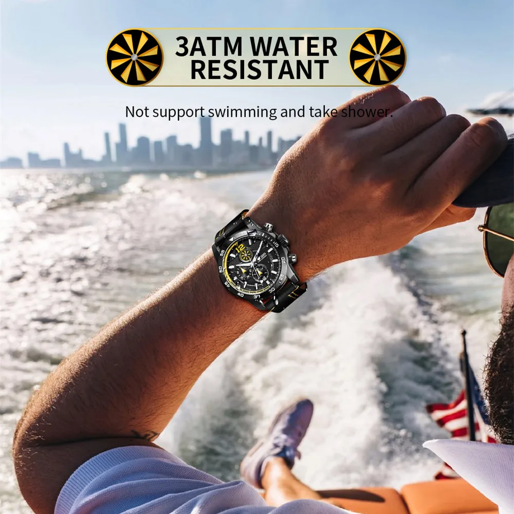 MEGIR Brand Original Men Watches Quartz Chronograph Luxury Leather Strap Sports Military Watch Waterproof Date Clock Wristwatch