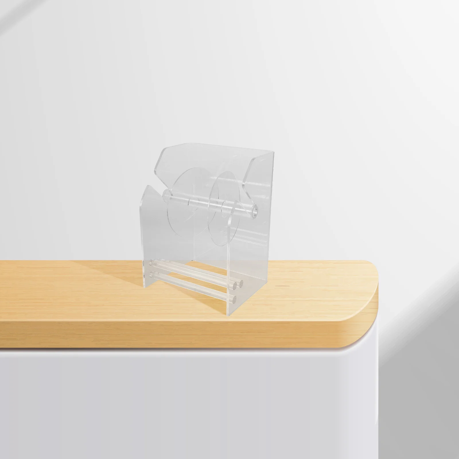 

Label Dispenser Stand Office Sticker Roll Organizer 3 Slot Adjustable Acrylic Label Roll Dispenser Adhesive Labels Holder