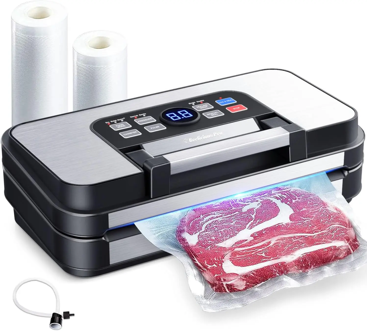 

95Kpa Powerful Precision Pro Vacuum Sealer, with 10-in-1 Functions, Easy-Lock Handle, Double Heat Seal & Double Pump