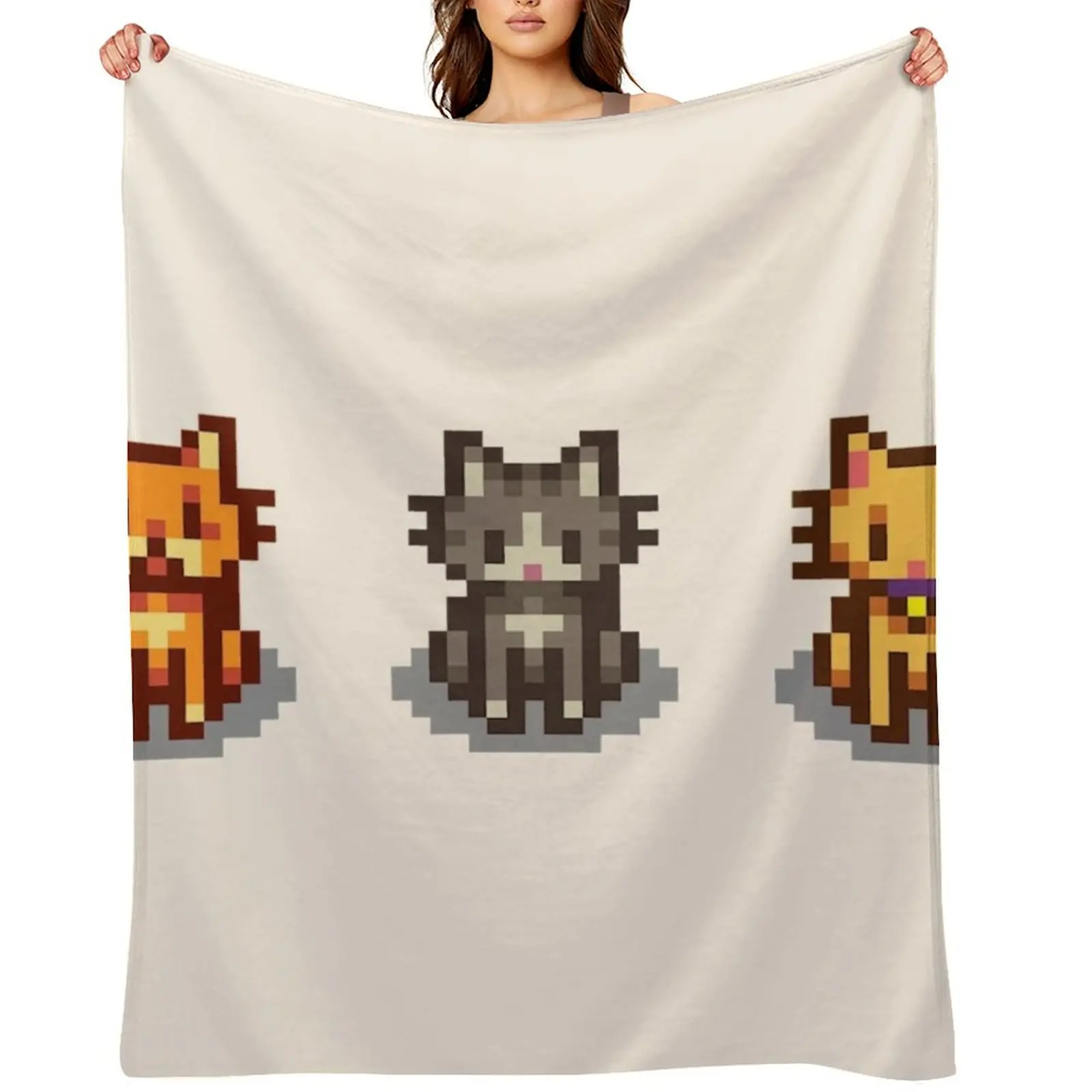 

Stardew Valley Pets: 3 Cats Throw Blanket Thins Luxury Thicken Plaid on the sofa Hairy Blankets