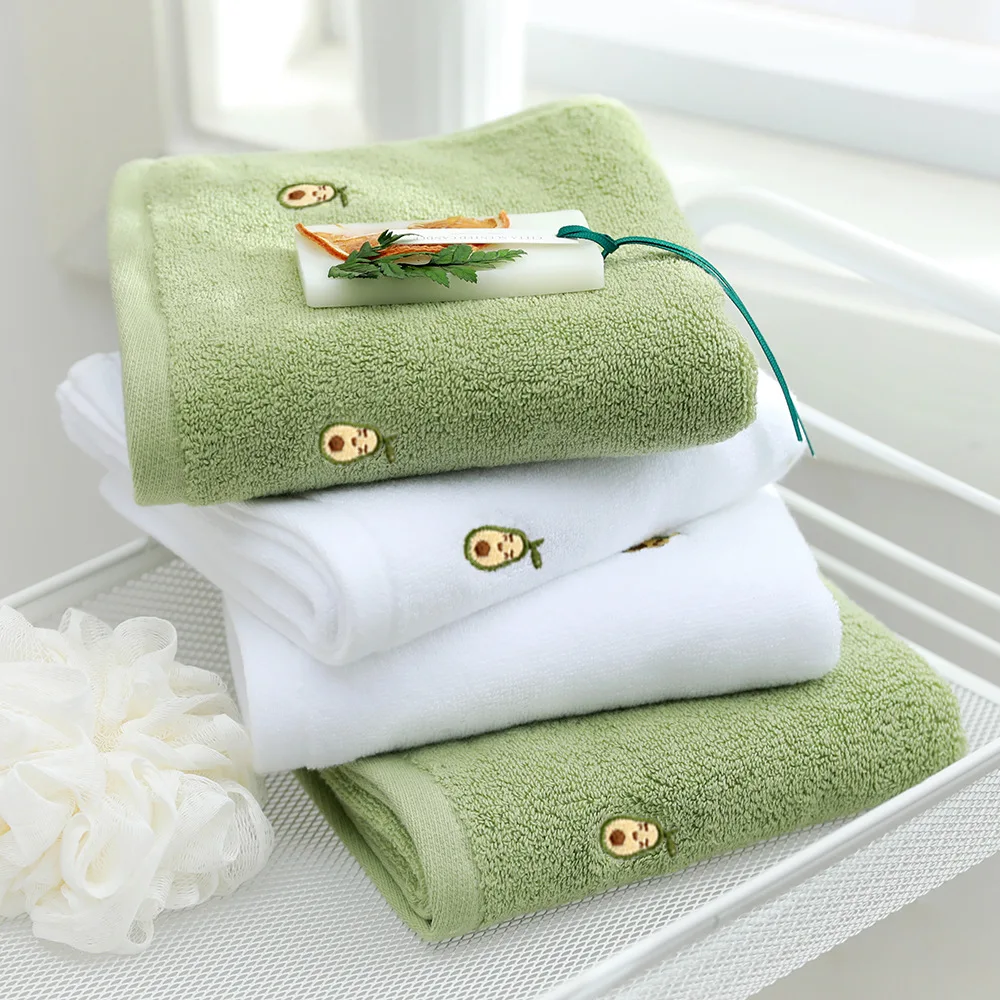 Avocado Embroidered Face Towel, Highly Absorbent, Super Soft Cotton Thick For Adults Kids, Home Bathroom Beach Swim Spa Towels