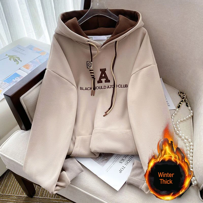 Letter Print Hoodies Women Autumn Korean Fashion Luxury Designer Loose Oversized Tops Long Sleeve Pullover Women Clothes Hoodie