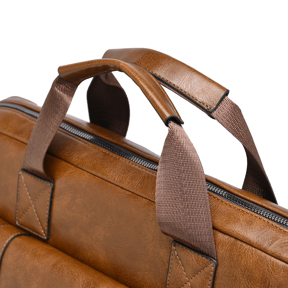 メンズビジネスブリーフケース大容量PUレザーラップトップバッグファッションクロスボディショルダートートバッグ仕事オフィス用