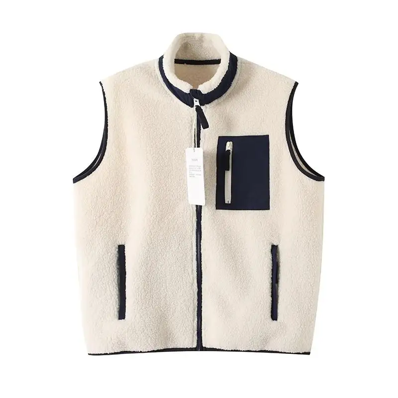 Multi-Color Christmas Fleece Vest - Couple's Unisex, Stand-Collar, Warm, For Xmas Outfits & Daily Commute, Top Holiday Gift