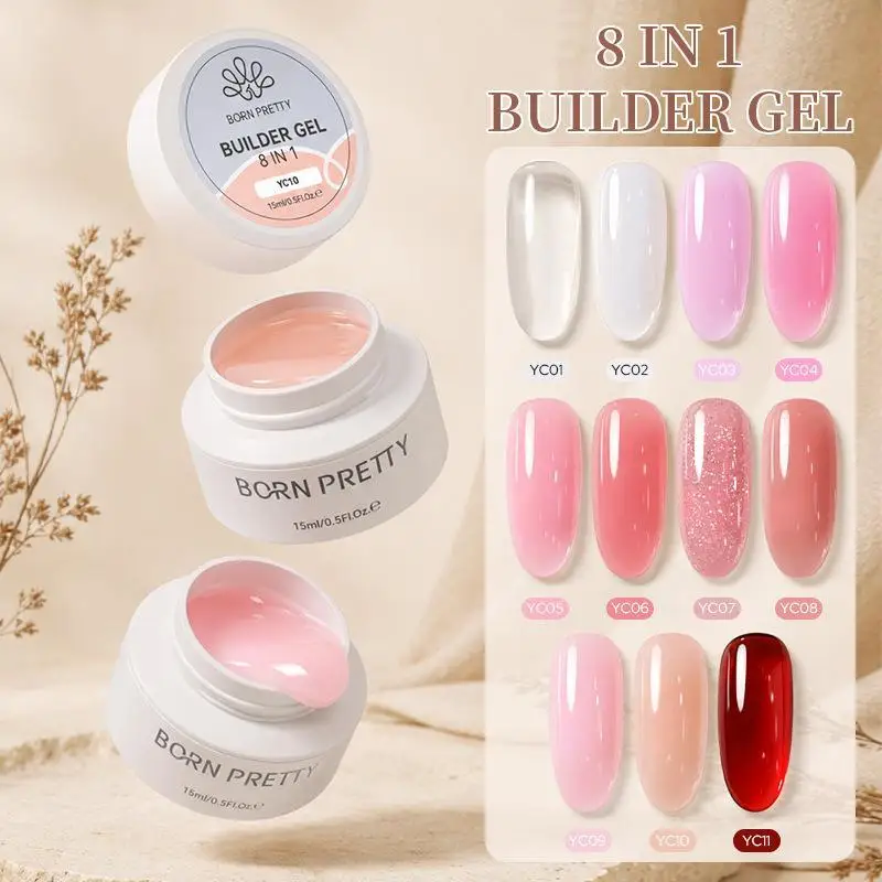 New 8 In 1 15ml 5D Sculpting Gel Non Stick Hand Builder Gel DIY Nail Carving Gel For Bow Flower Geometric Shape Nail Design