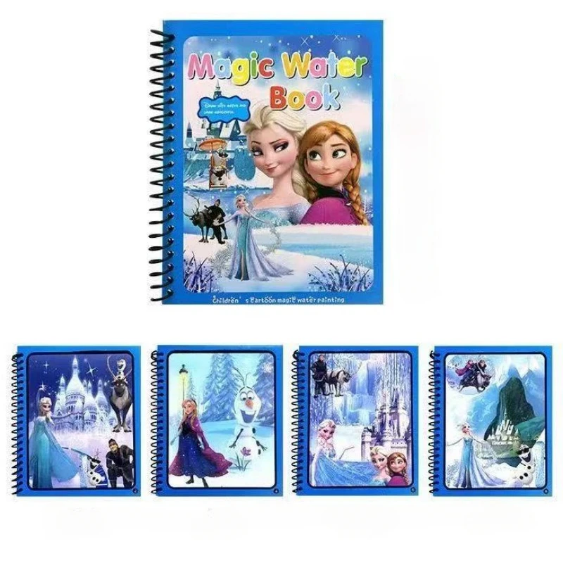 Frozen Disney Children's Puzzles Graffiti Drawing Book Clear Water Coloring Cartoon DIY Magic Watercolor Birthday Gift