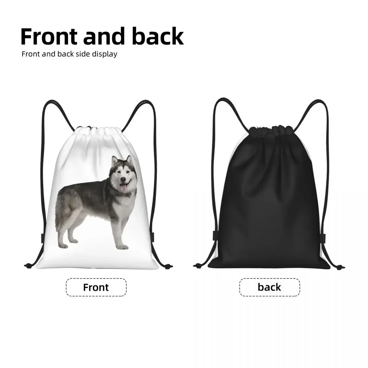 Siberian Husky Drawstring Backpack Sports Gym Bag for Men Women Alaskan Malamute Dog Training Sackpack