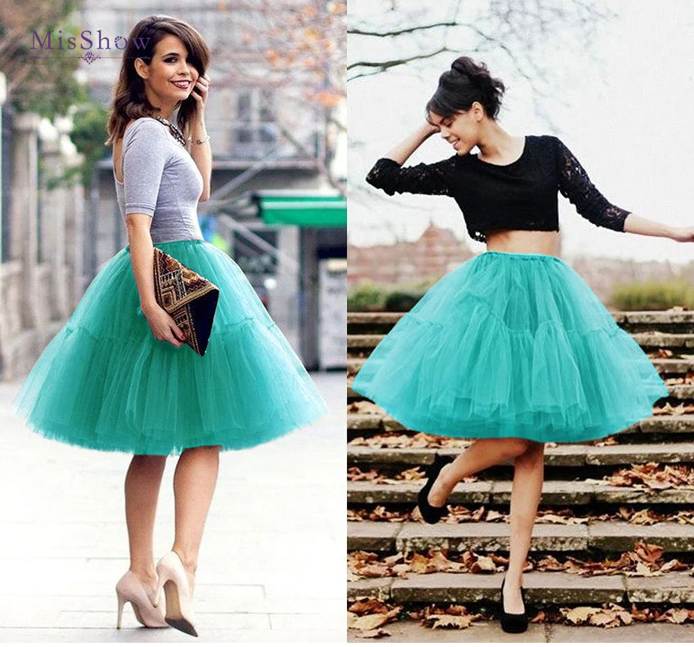 2024 Puffy Multi-Layers Tulle Skirts Women Elastic Knee Length Female Tulle Underskirt Girl Short Princess Tutu Skirt Jupons