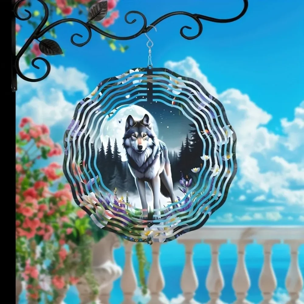 

Window Wind Chime，Classic Metal Wolf Dream Catcher Wind Spinner, 25.4 Cm, 2D, Wall Mount, Use Without Electricity, For