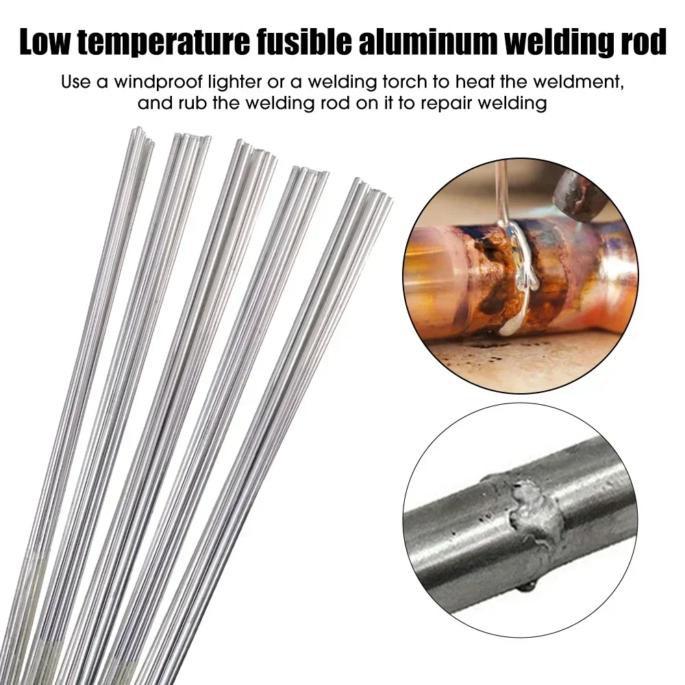 Imagem -04 - Alumínio Prata Cored Fios para Solda Fácil Derreter Soldagem Hastes Solda Weld Bar Agente Kits Baixa Temperatura Universal 10 Pcs 200 Pcs