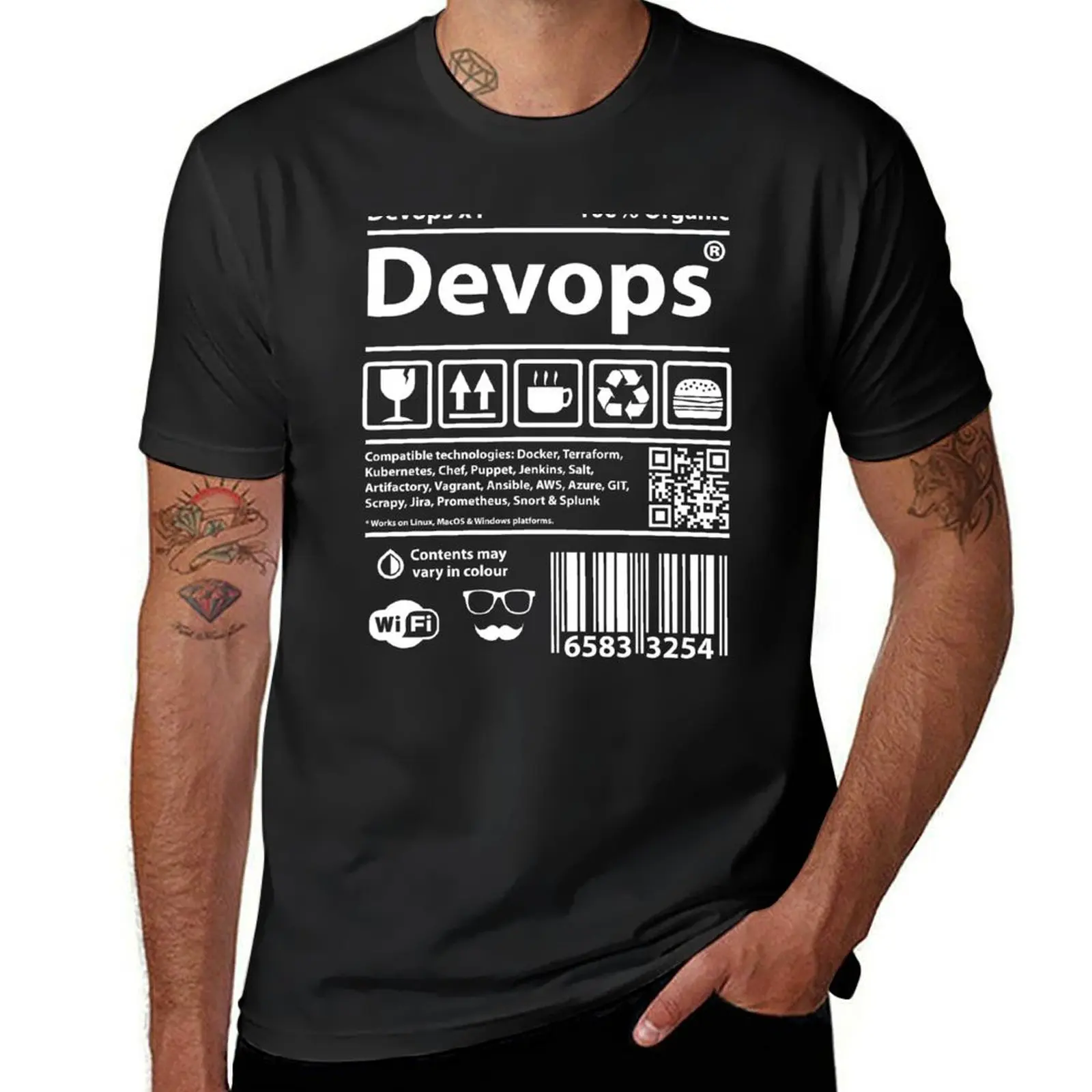 Devops Barcode T-Shirt quick-drying vintage clothes mens t shirts pack