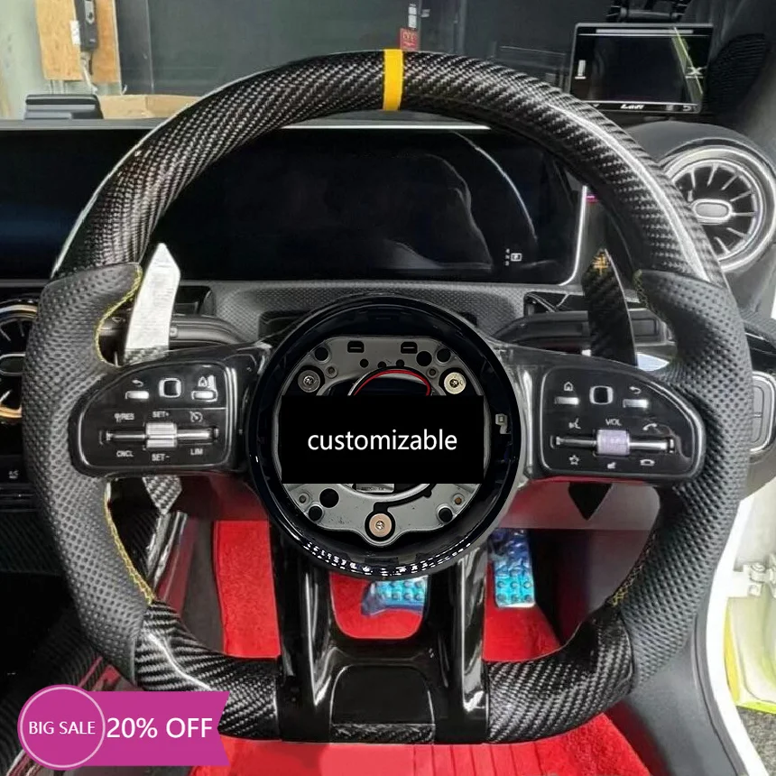 

Racing Carbon Fiber Steering Wheel for Mercedes Benz W204 W205 W213 W222 CLA CLS GLA GLC GLE GLS C63 AMG Without airbags