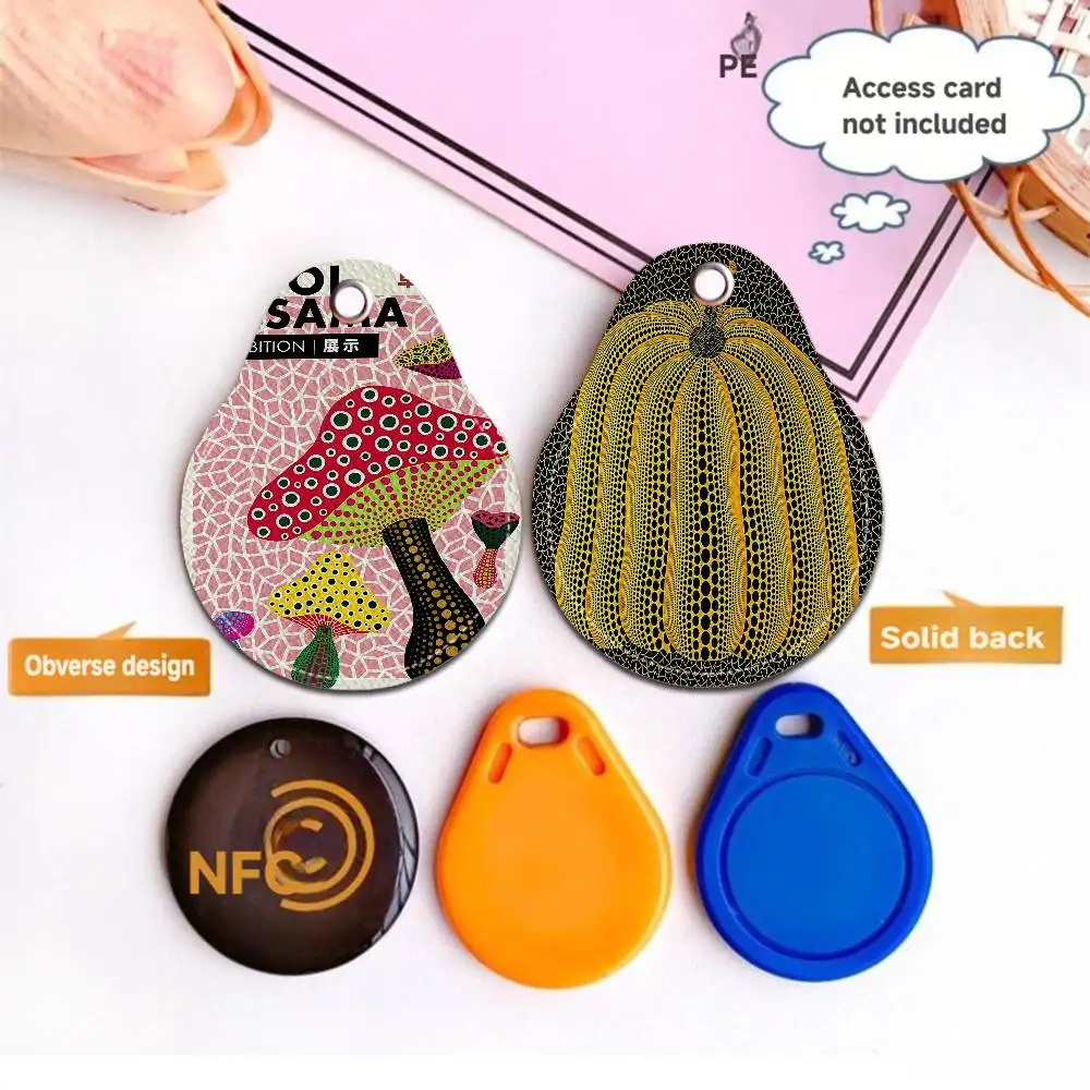 Yayoi Kusama Art PU Card Holder Keychain Key Ring Door Lock Access Tags Card Case Keychain Access Card Key Tag Ring
