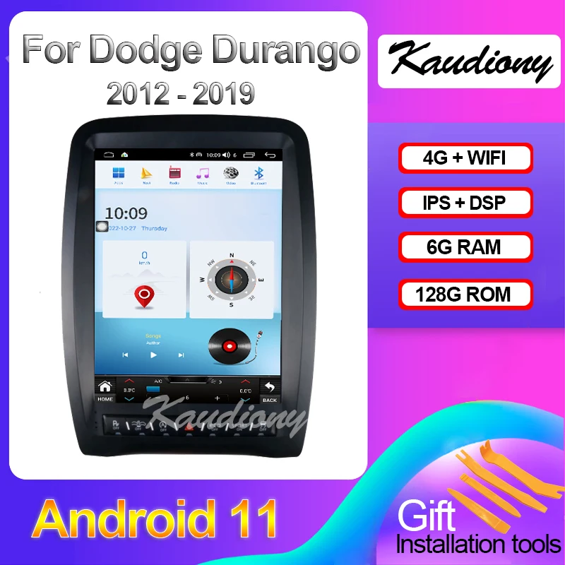 Kaudiony Tesla Style Android 11 For Dodge Durango 2012-2019 Auto Radio GPS Navigation Car DVD Multimedia Player DSP Stereo 4G