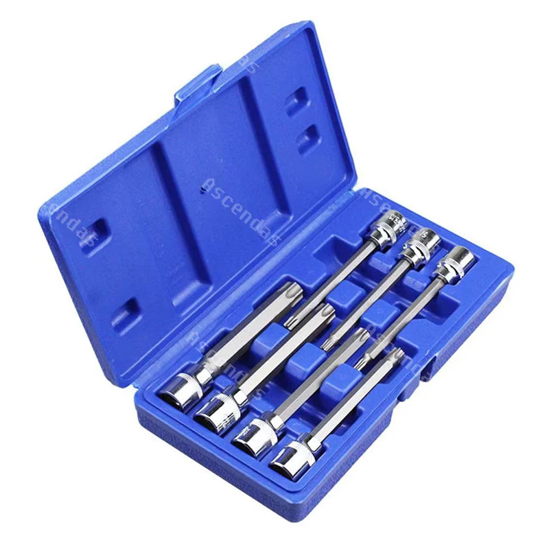 7pcs/set 3/8 inch Socket Tool Set Drive Extra Long Torx Star Bit Sockets Set T25 T30 T40 T45 T50 T55 T60 Hand Tools