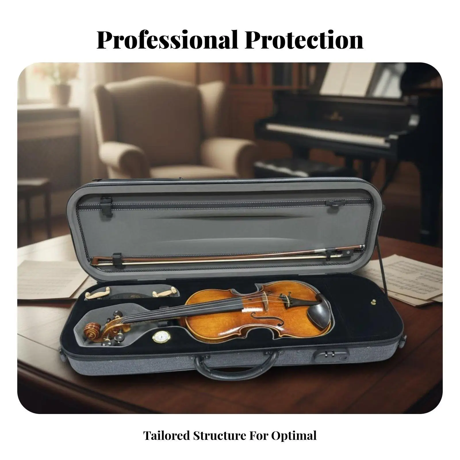 Durable Oxford Cloth Violin Case for 4/4 Size with Security Lock Adjustable Straps for Safe Instrument Transport