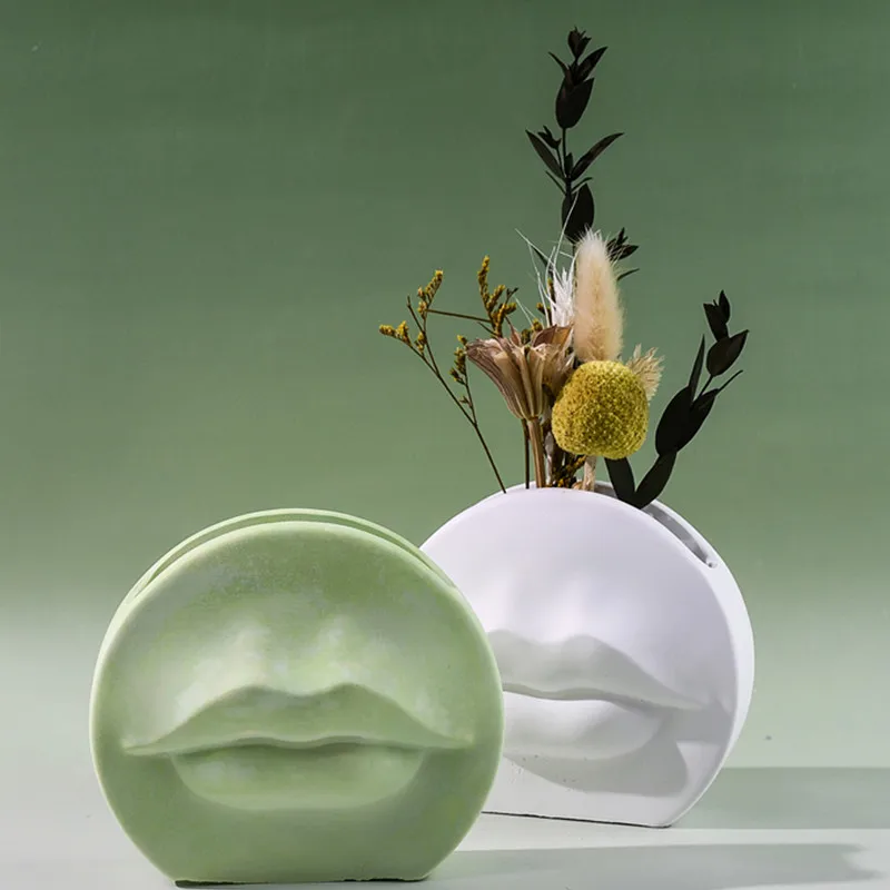 DIY vas bunga bibir Plug-in silikon cetakan Desktop ornamen gipsum kotak penyimpanan Resin epoksi cetakan rumah kerajinan alat Dekorasi