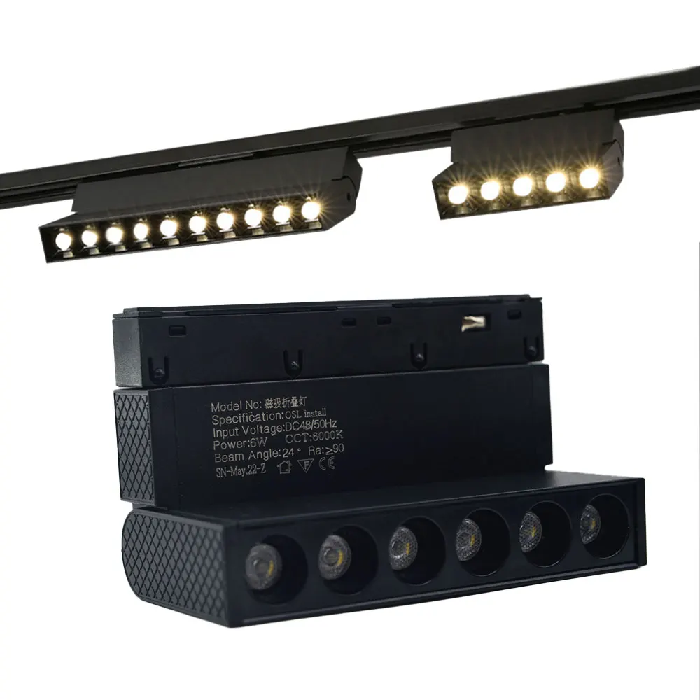 DC48V Modern Foldable Led Track Light Lamp Recessed Spots Led Rail Lighting System Magnetic Ceiling Lamp 6W 12W 18W