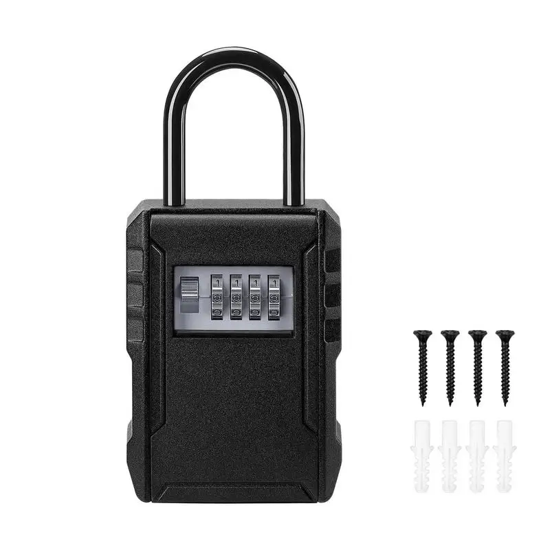 Combination Lock Box Key Security Lockbox With 4 Digit 12x8.9cm/4.72x3.5 Inches Removable Combination Wall Mount Lock Box Safe