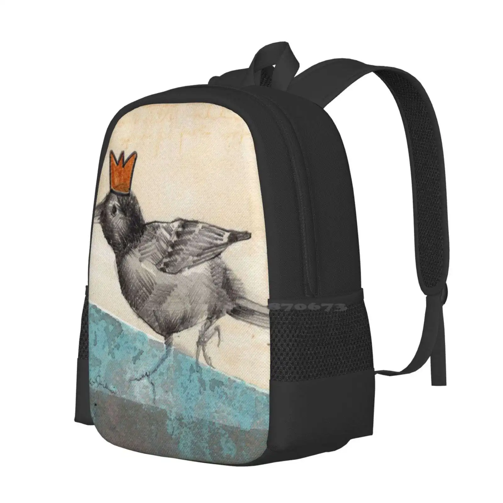 Green Is The King Hot Sale Schoolbag Backpack Fashion Bags Nature Bird King Queen Fly Power Blue Azure Pink Neutral Meditation