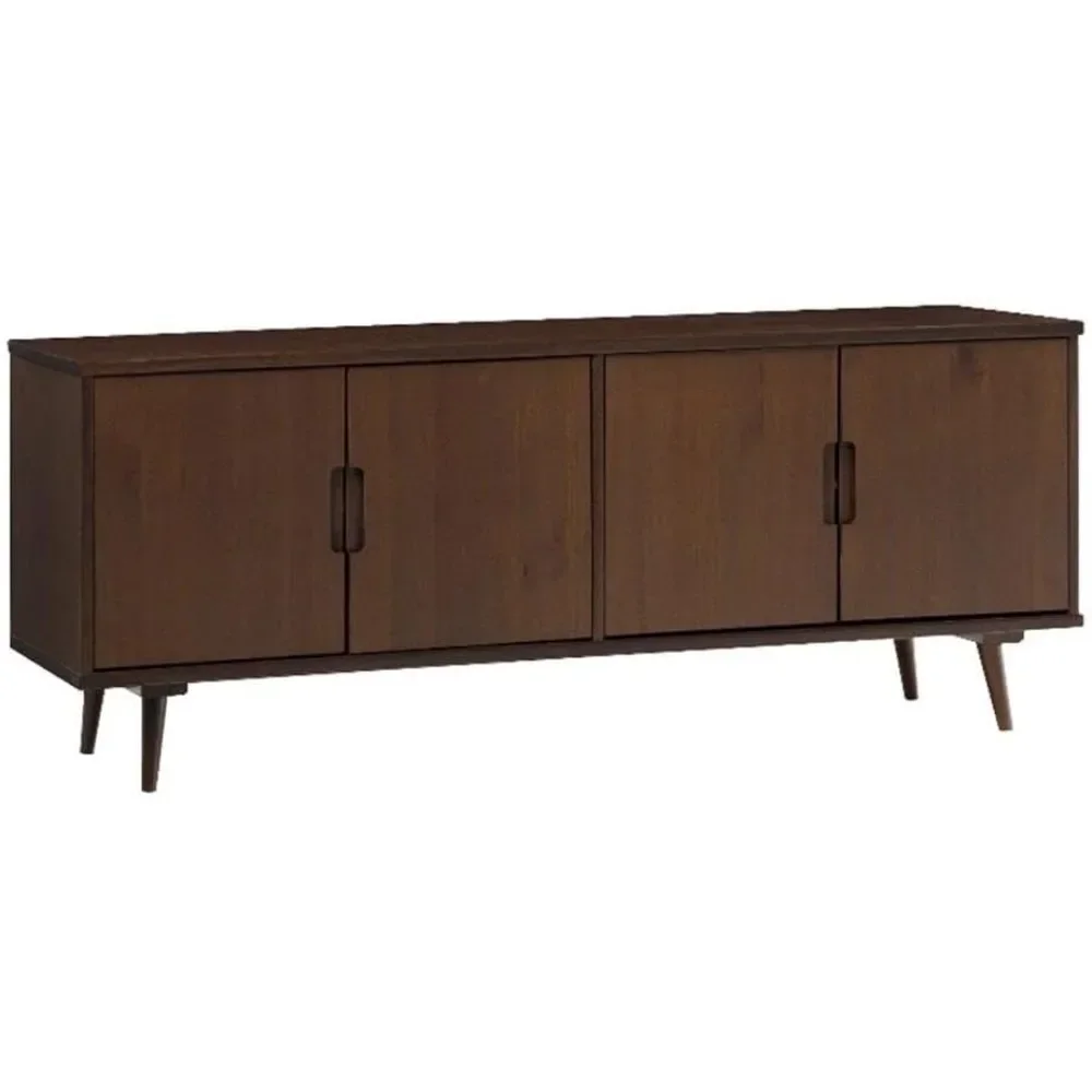 Genia Mid-Century Modern Solid Wood Bracket with 2 Adjustable Shelves Inside Cabinet Provides Customizable Storage Space