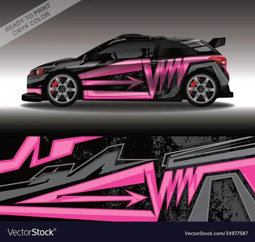 Pink Car Graphic Decal Full Body Racing Vinyl Wrap Car Full Wrap Sticker Decorative Car Decal Length 400cm Width 100cm