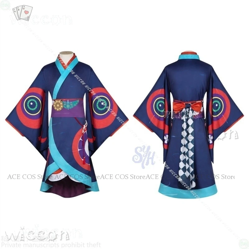 Disfraz disfraces de Halloween gato peludo antropomórfico fantasma Anime película lluvia Cosplay Japón Ukiyoe estilos Kimono mujer