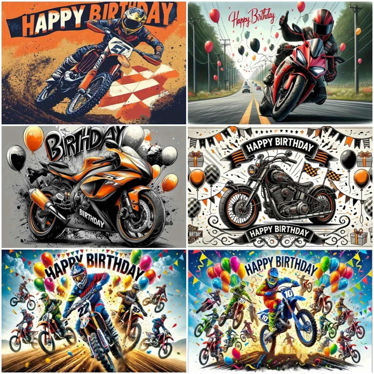 

Motorcycle Theme Birthday Party Decorations Background ff-Road Motorcycle Rider ‌Racing Photography Backdrop Supplies Boy Gifts