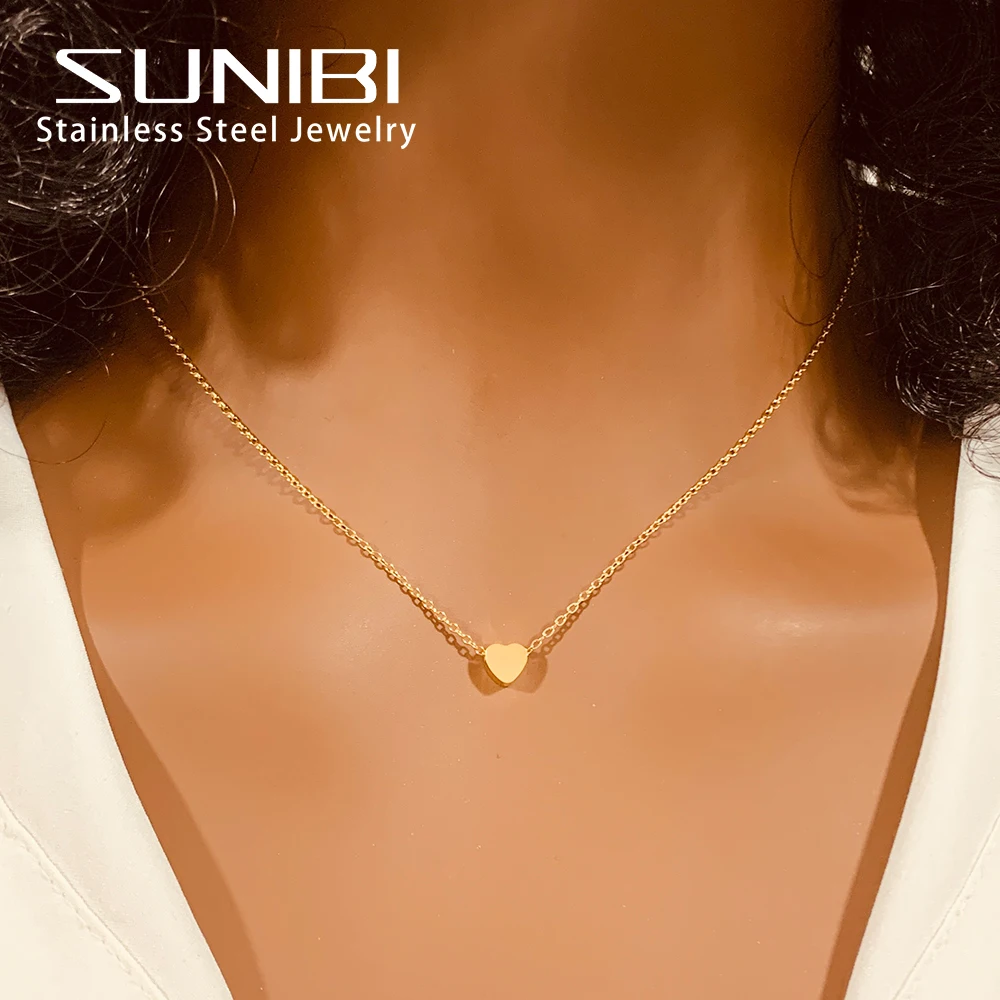 Tiny Heart Choker Necklace for Women Silver Color Chain Smalll Love Necklace Pendant on neck Bohemian Chocker Necklace Jewelry