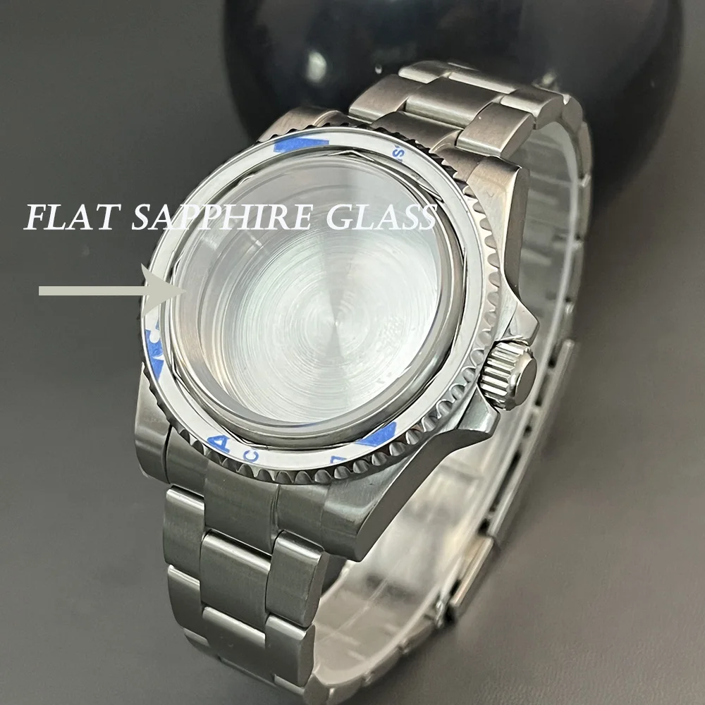 Brushed 40mm waterproof watch case accessories sapphire strap nh35nh36 NH38/34 Miyota 8215 movement 28.5mm dial sliding clasp