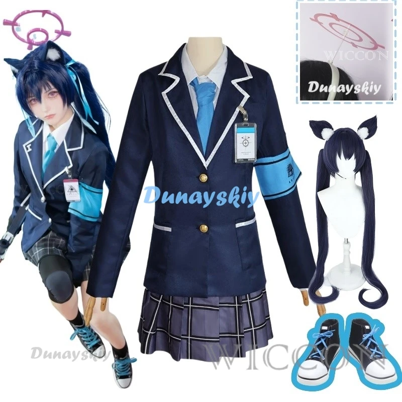 Game Blue Archive Shiroko Kuromi Serika Cosplay Costume Wig Headwear Shoes Cosplay Costume School Uniforms Carnival Outfits