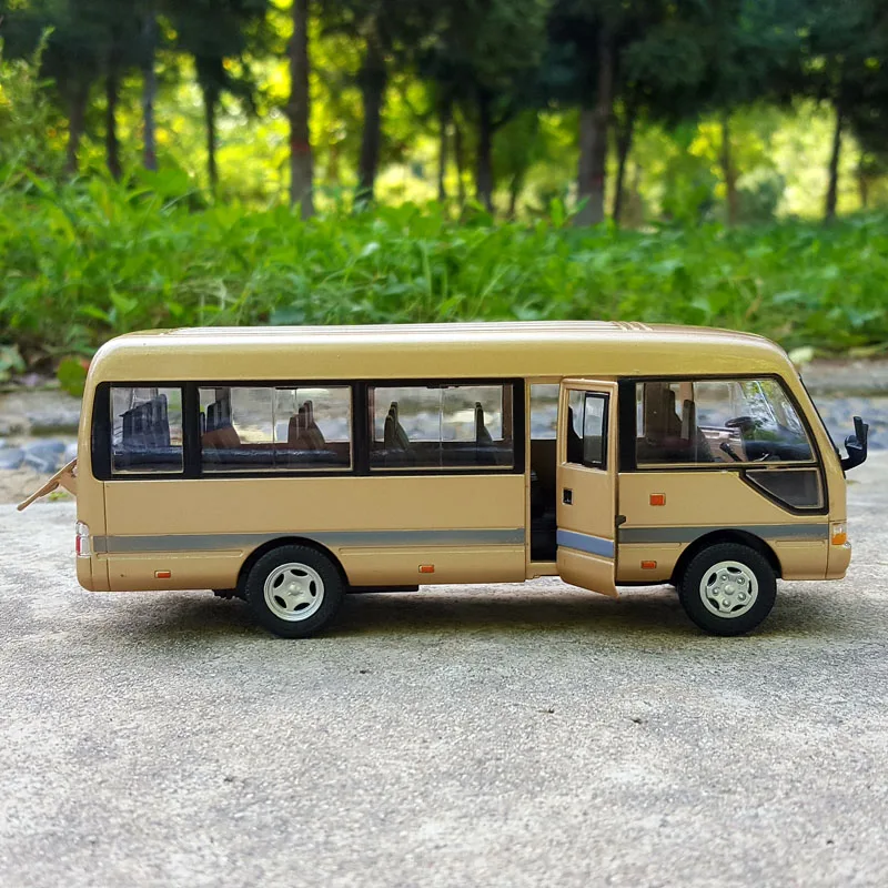 1:32 Coaster Alloy Bus Car Diecast Simulation Metal Business Bus Vehicles Model samochodu Dźwięk i światło Kolekcja zabawek dla dzieci Prezent