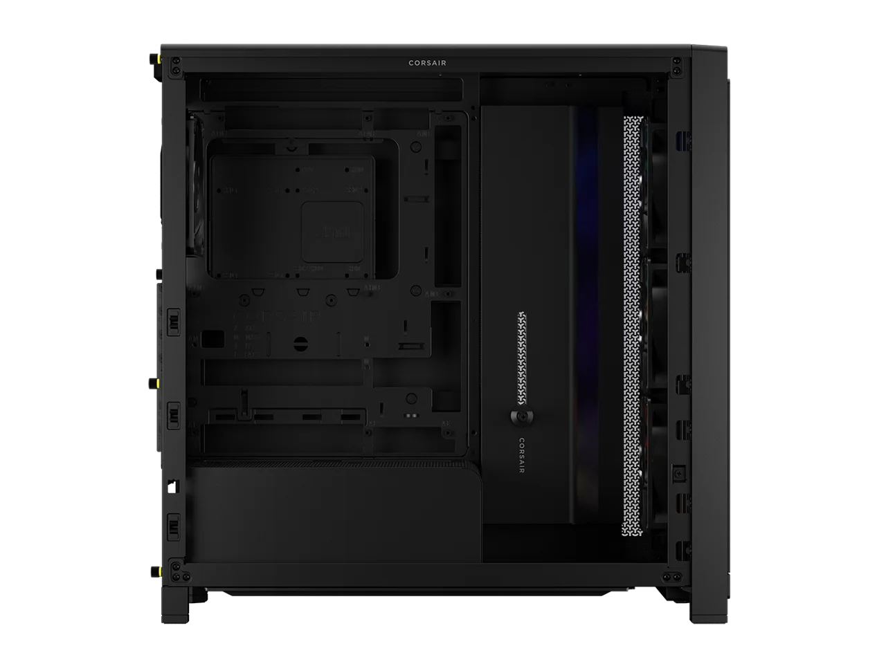 CORSAIR 4000X RS Mid-Tower PC Case, Black - Illuminated front panel RGB - 4x RS120 fans included - Supports dual 360mm radiators - ASUS BTF, MSI Project Zero - Black